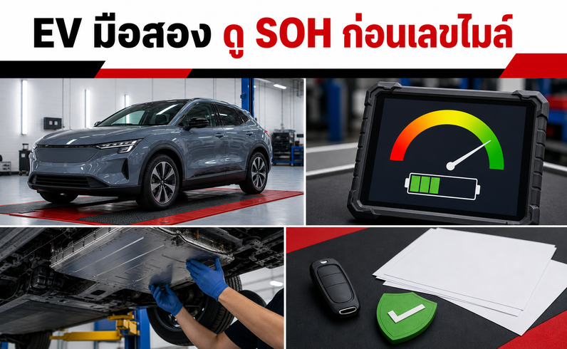 EV มือสอง อย่าดูเลขไมล์อย่างเดียว — ต้องดู SoH และประวัติด้วย