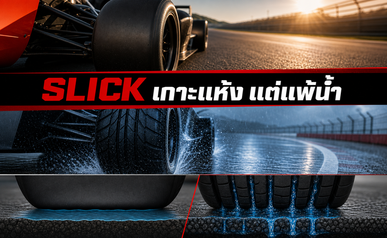 ทำไมยาง Slick ไม่มีดอก แต่กลับเกาะถนนแห้งสุดๆ