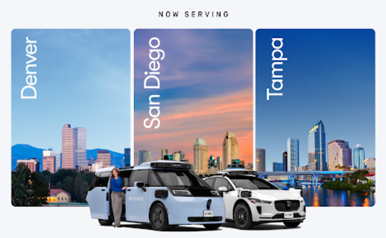 Waymo เริ่มรับผู้โดยสารกลุ่มแรกใน Denver, San Diego และ Tampa